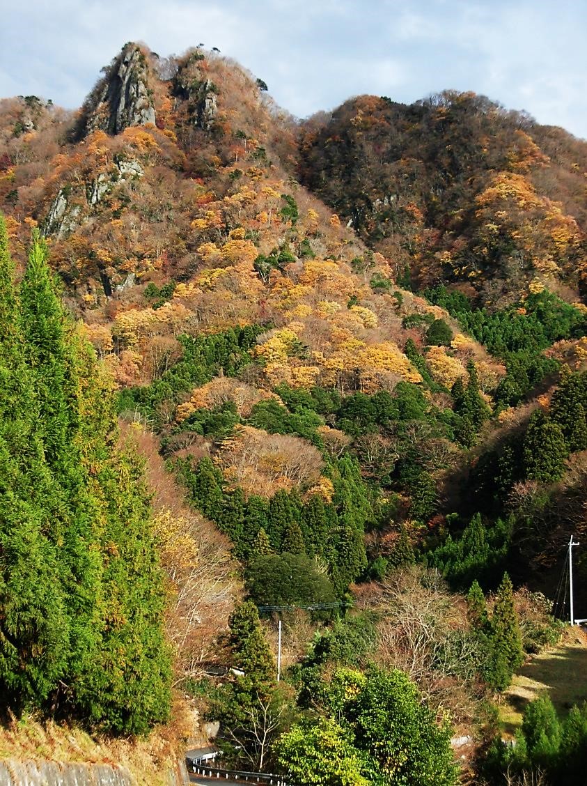 下山口から辿ってきた男体山を仰ぎ見る