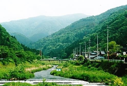 髙山集落から金糞岳を望遠