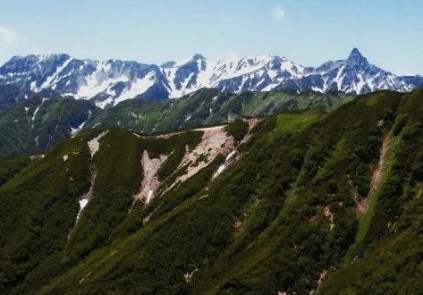 中天井の稜線～穂高連峰・槍ヶ岳